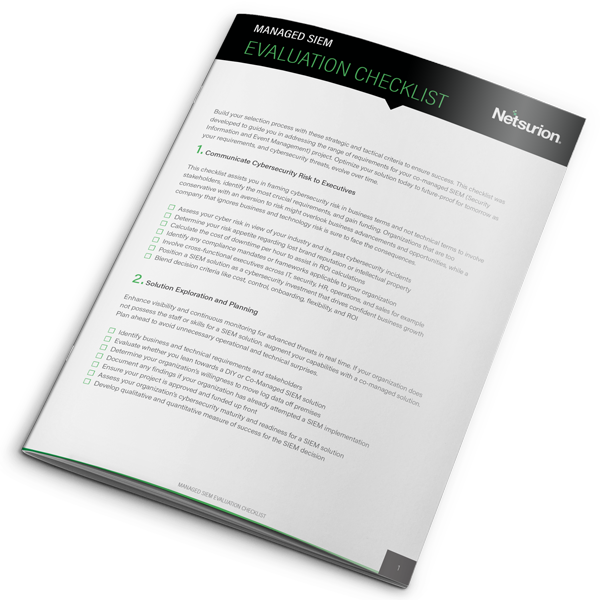 Co-Managed SIEM Checklist Co-Managed SIEM Checklist
