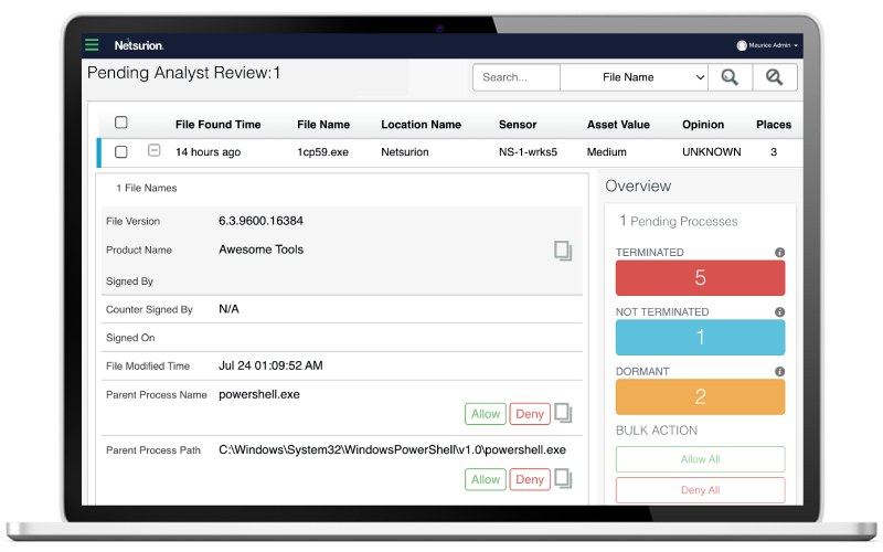 Application Control Dashboard